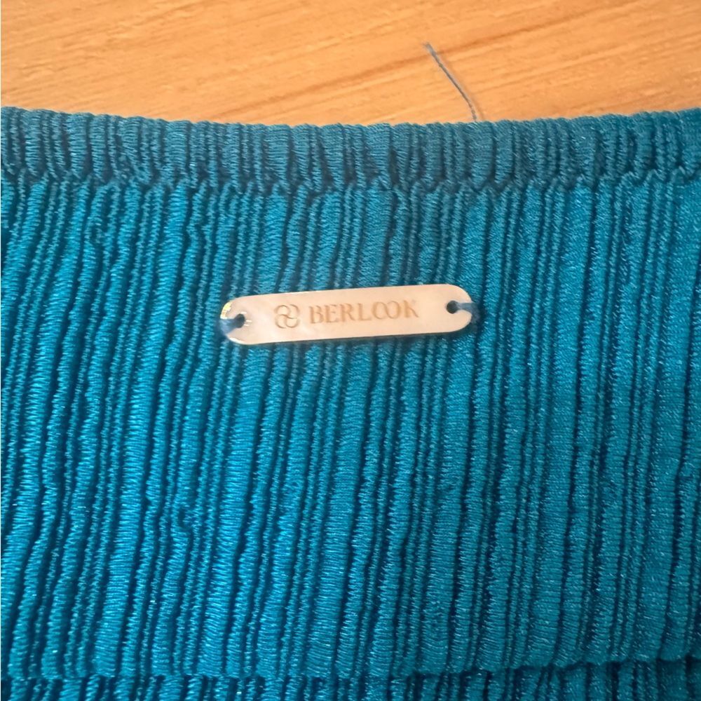 NWOT Berlook Blue Textured High Cut Bikini Bottoms Size Large - Picture 3 of 5